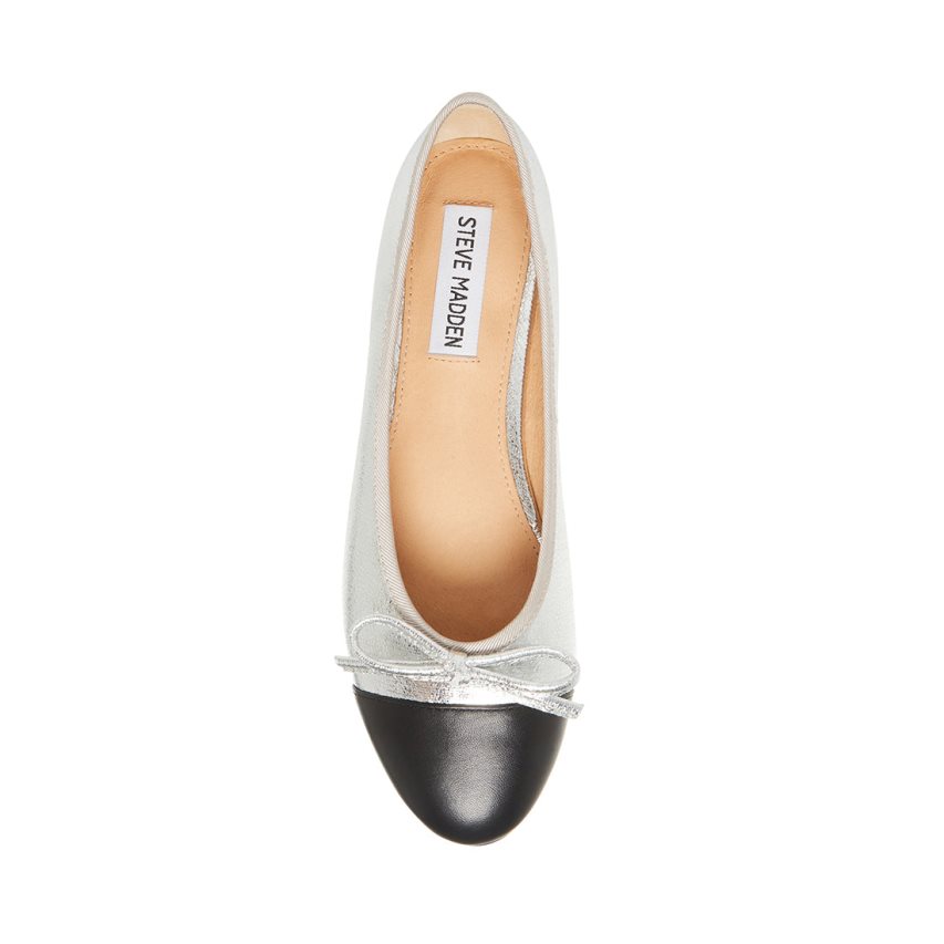 Silver Steve Madden Ellison Women's Ballet Flats | PH 8206SJI